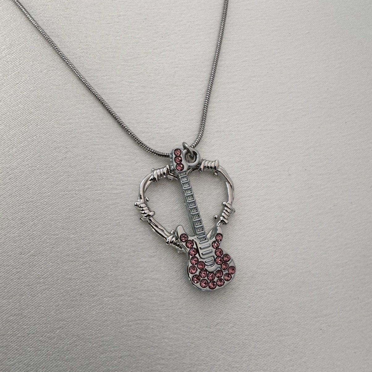 Other Love Heart Pink CZ Guitar Pendant Necklace for Women Size ONE SIZE - 2 Thumbnail