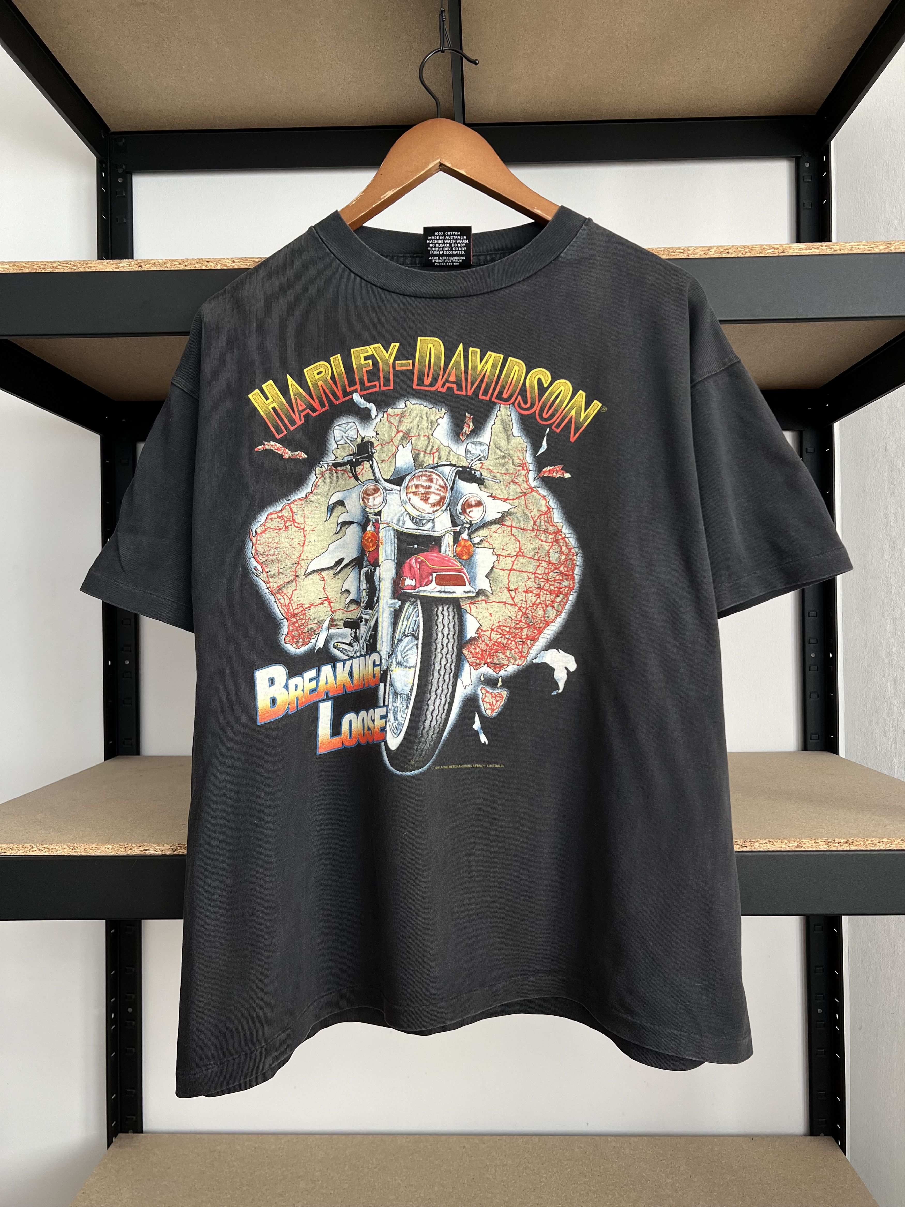 Harley Davidson Vintage 1991 Harley Davidson Australia Breaking Loose Tshirt Size US L / EU 52-54 / 3 - 2 Thumbnail