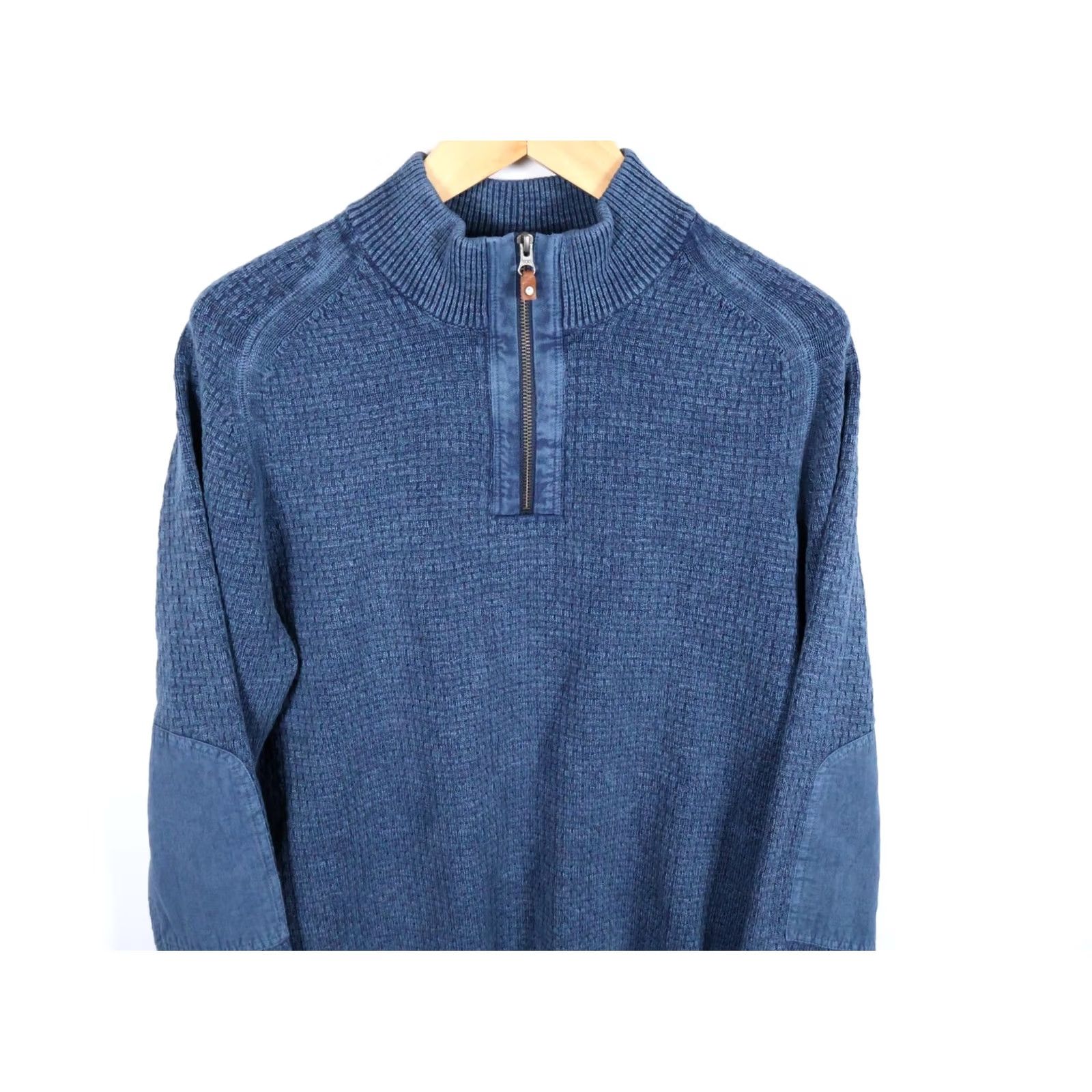 Tommy Bahama Tommy Bahama Sweater Mens Large Blue 1/4 Zip Mock Neck Heavyweight Knitted Cotton Pullover Size US L / EU 52-54 / 3 - 4 Thumbnail