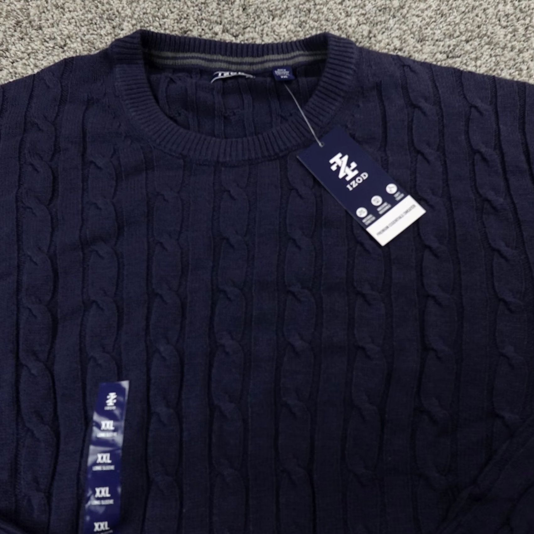 Izod IZOD Sweater Mens 2XL Blue Crewneck Pullover Knit Cable-Knit Aran Size US XXL / EU 58 / 5 - 3 Thumbnail