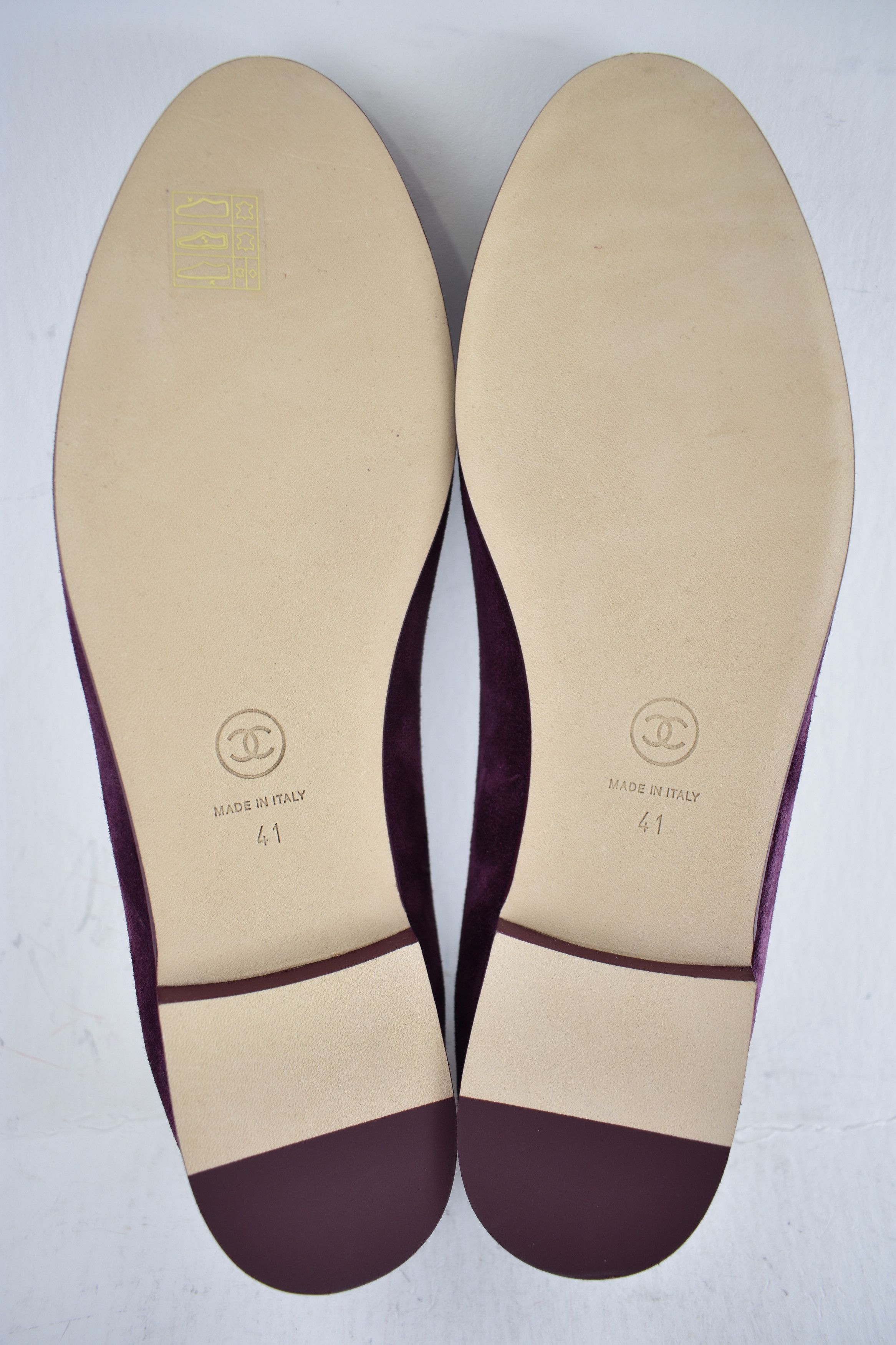 Chanel 26A Burgundy Purple Suede CC Logo Ballet Ballerina Flat 41 Size US 11 / IT 41 - 20 Thumbnail