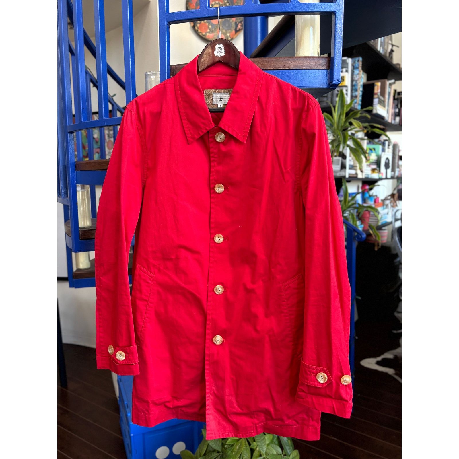 Takeo Kikuchi Takeo Kikuchi Red Lightweight Trench Coat (XL) Size US XL / EU 56 / 4 - 1 Thumbnail