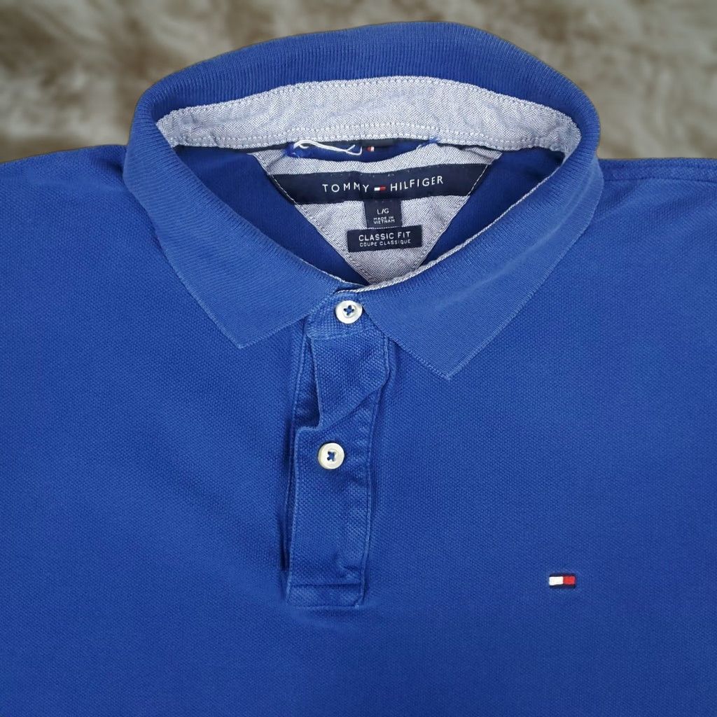 Tommy Hilfiger Tommy Hilfiger Classic Fit Solid Blue Polo Shirt Adult Large Short Sleeve Mens Size US L / EU 52-54 / 3 - 1 Thumbnail