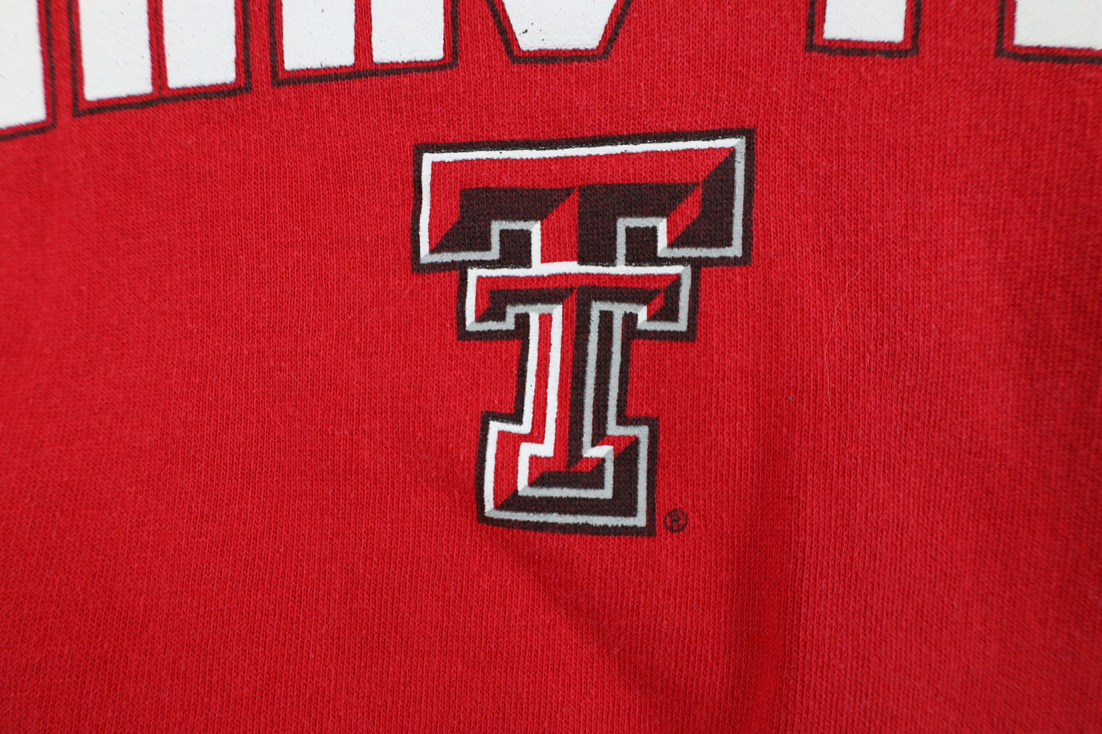 Vintage Vintage 90s Texas Tech University Hoodie Sweatshirt Red Size US L / EU 52-54 / 3 - 5 Thumbnail