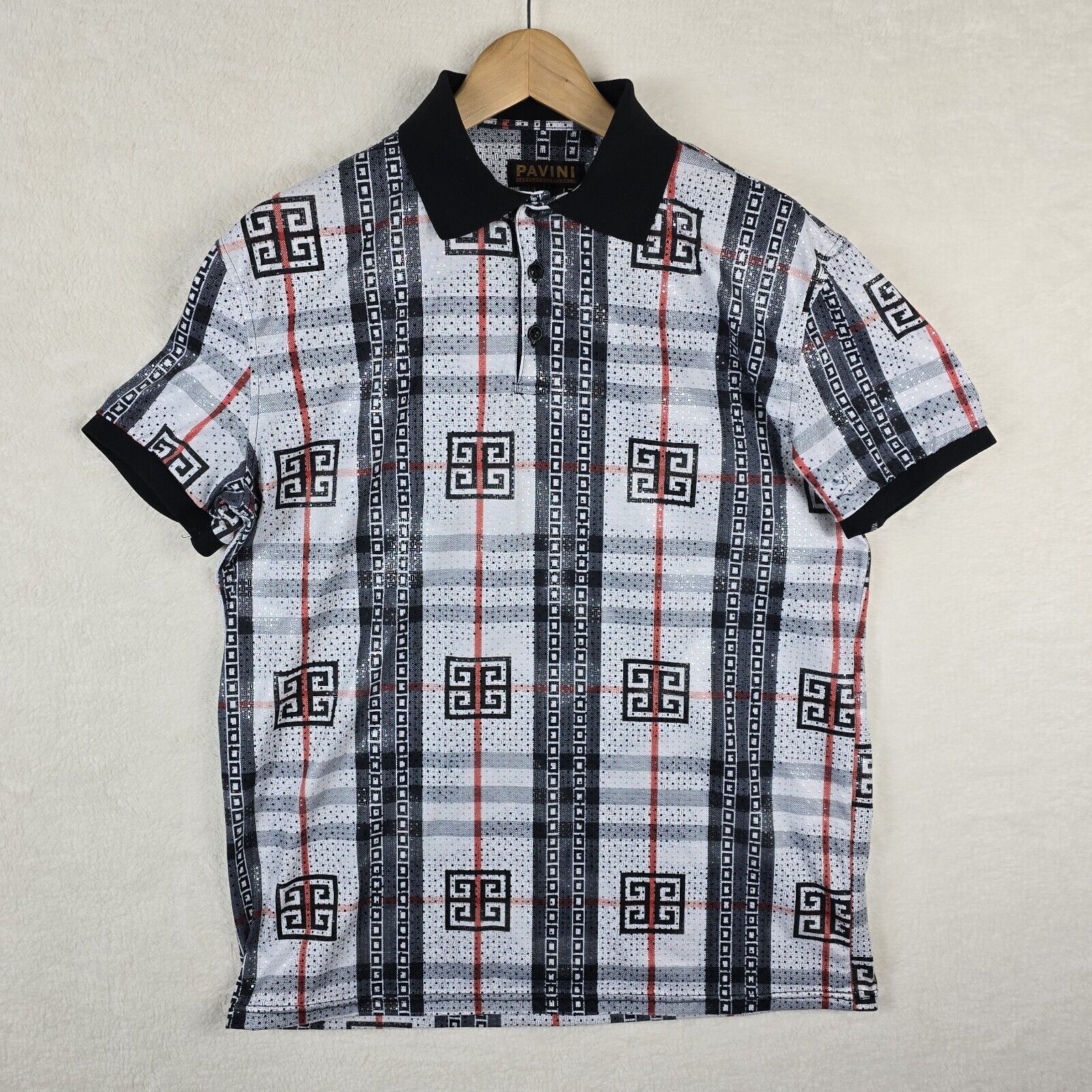 Other Pavini Luxury Men’s Polo Striped Geometric AOP Shirt XL Size US XL / EU 56 / 4 - 2 Thumbnail