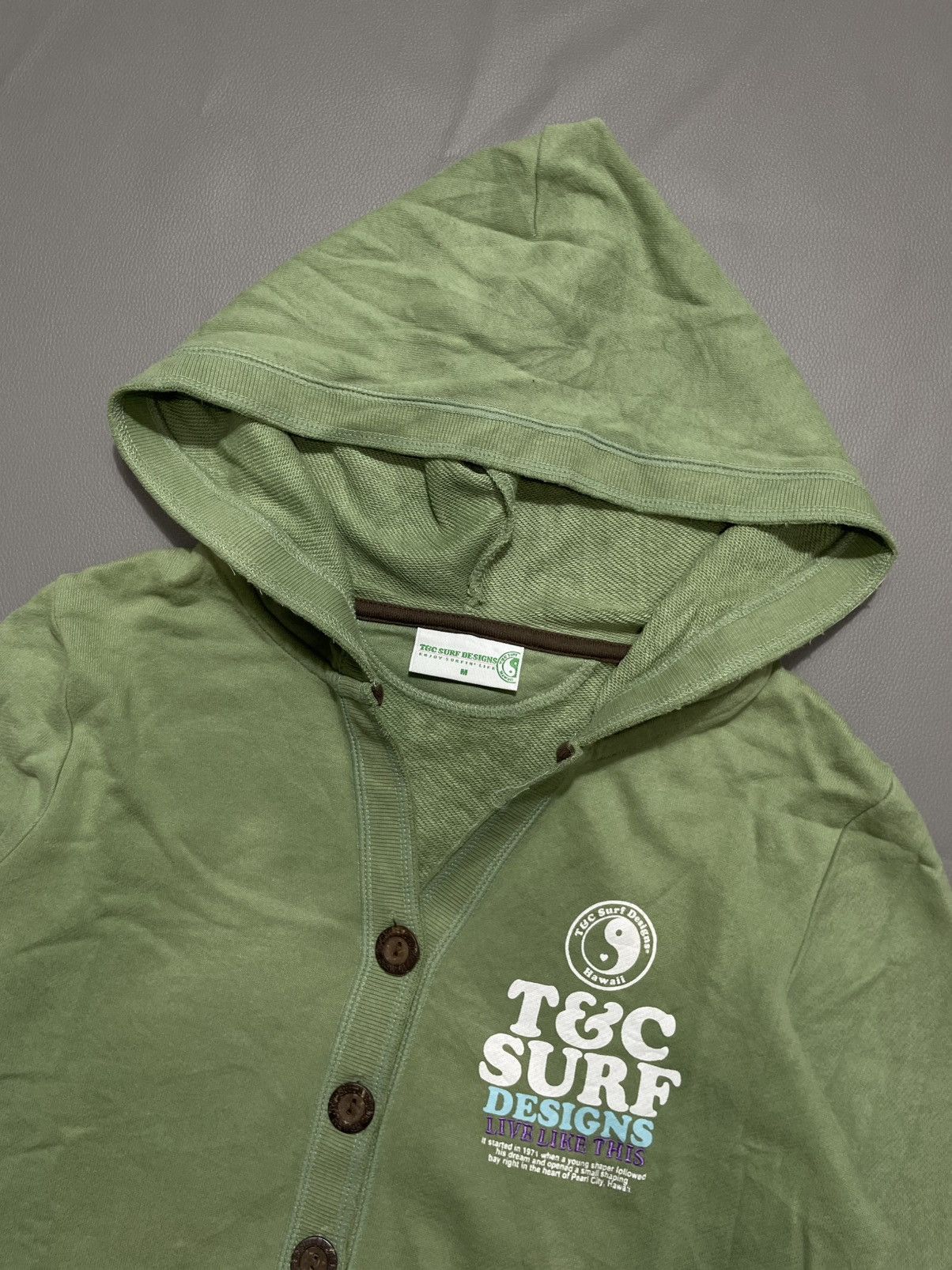 T&C surf Poem Hoodie hakf button Hawaiian style