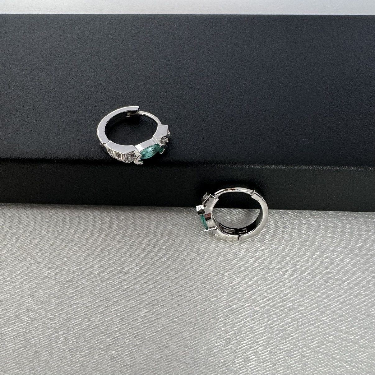 Other 13mm Zircon Small Silver Hoop Earrings for Men Women Size ONE SIZE - 4 Thumbnail
