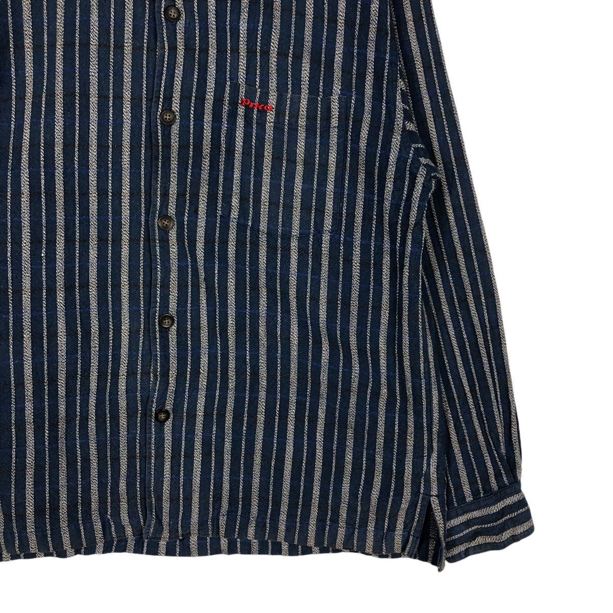 Indigo 📌Vintage Indigo Button Jacket Piko Striped Hickory Design Size US L / EU 52-54 / 3 - 6 Thumbnail