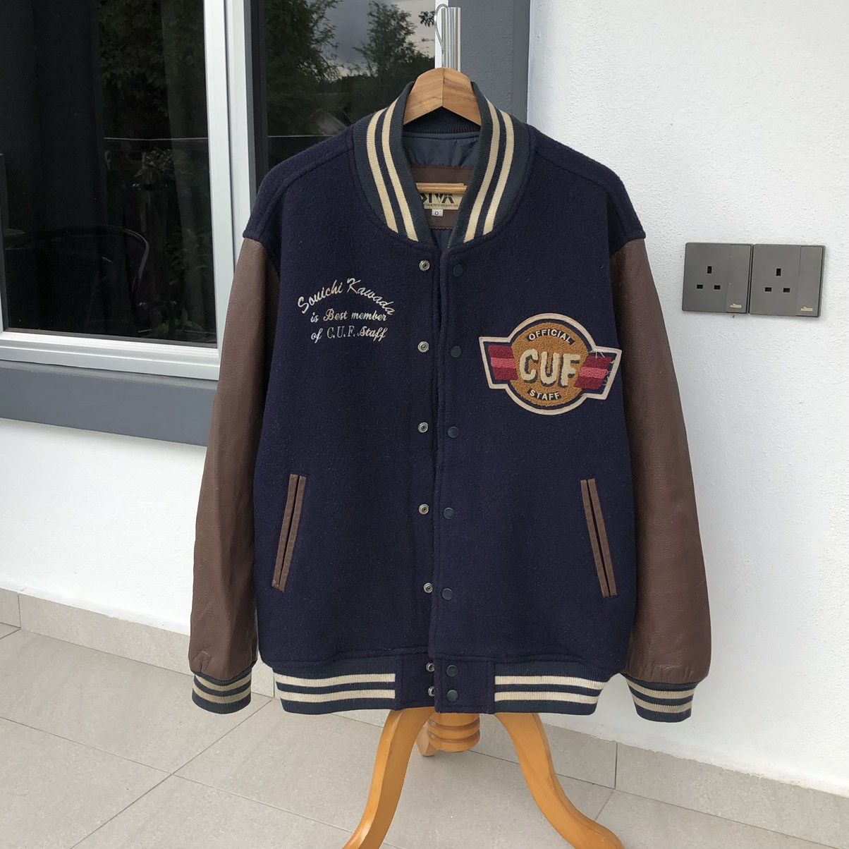 Japanese Brand Vintage C.U.F Staff Team Wool Leather Sleeve Varsity Jacket Size US M / EU 48-50 / 2 - 12 Thumbnail