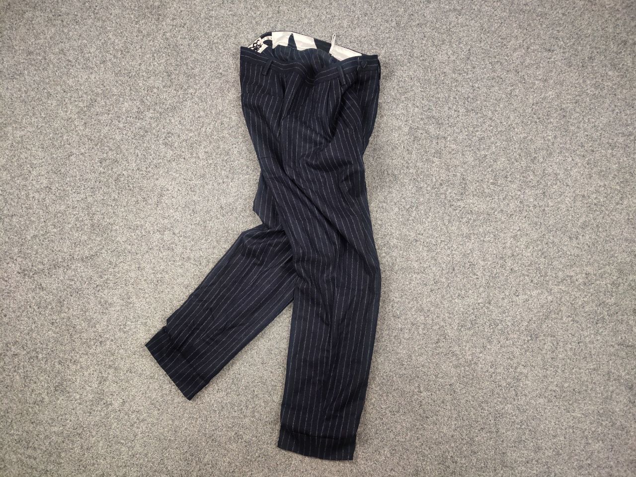 Other EnSoie Design Premium handmade wool Navy stripe Ankle Pants Size US 32 / EU 48 - 3 Thumbnail