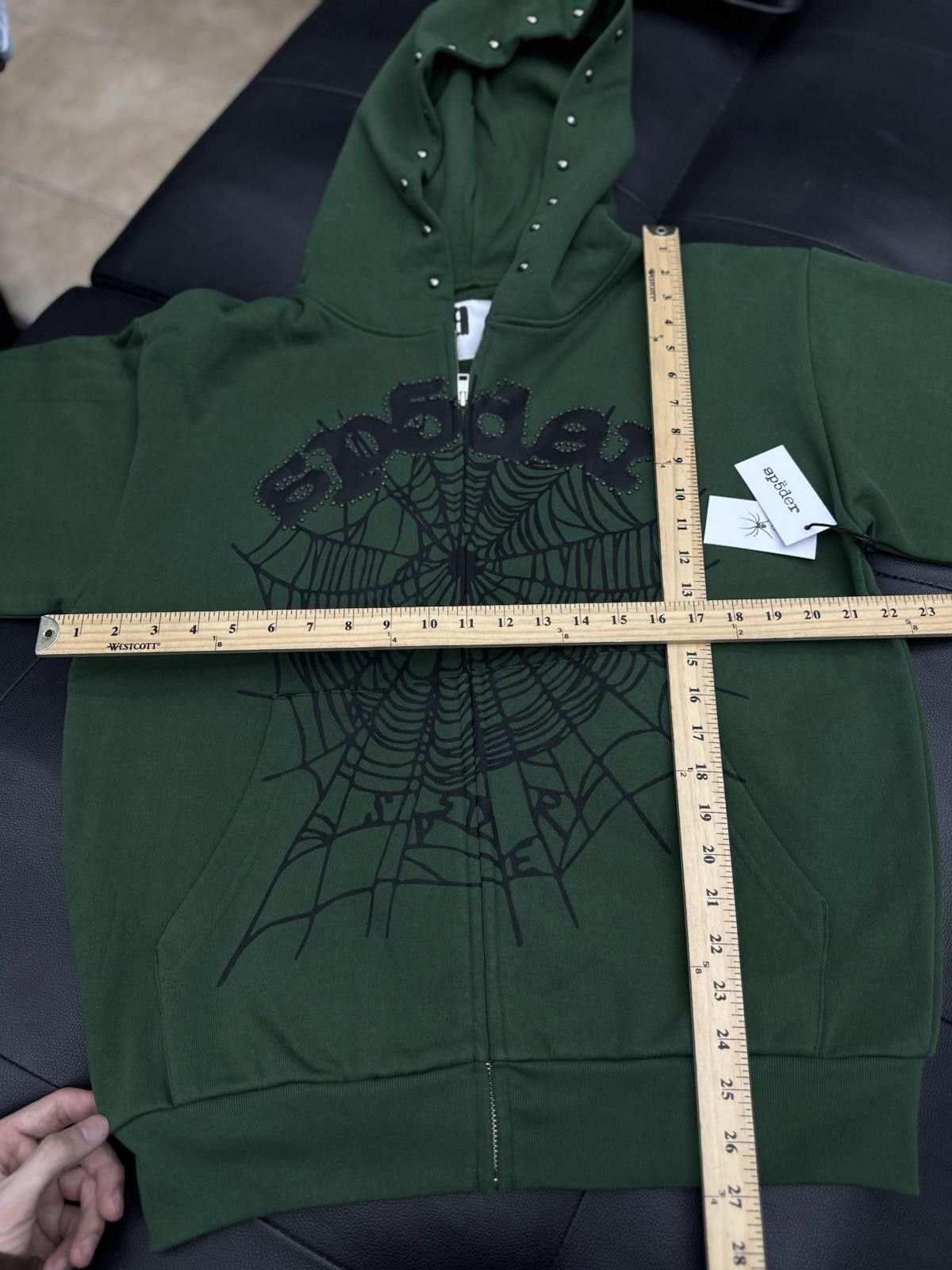Sp5der Sp5der Worldwide Green Zip Up Studded Hoodie Size Medium Size US M / EU 48-50 / 2 - 7 Thumbnail