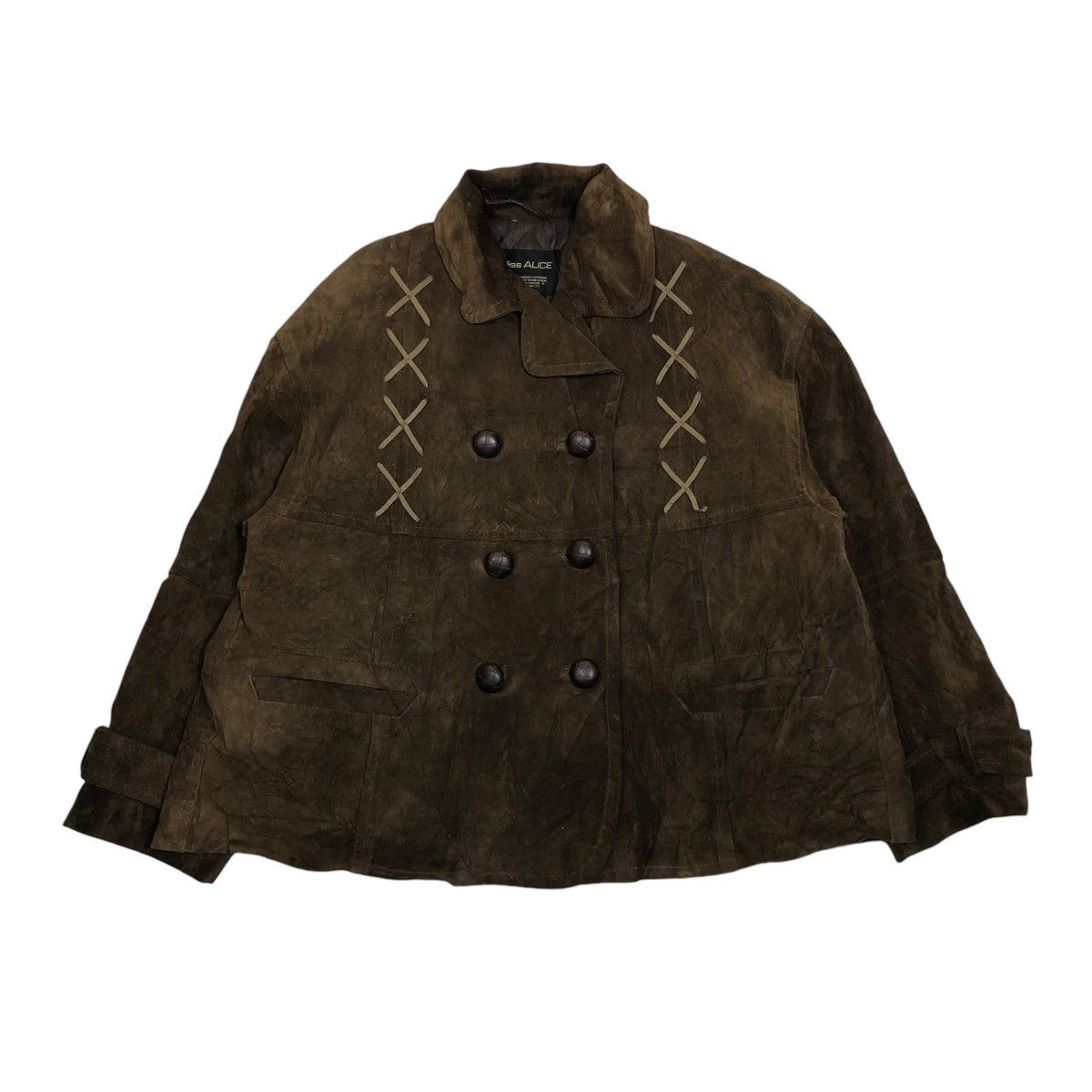 Japanese Brand 🔥VINTAGE SUEDE LEATHER JACKET MISS ALICE ISSEY MIYAKE Size L / US 10 / IT 46 - 1 Thumbnail