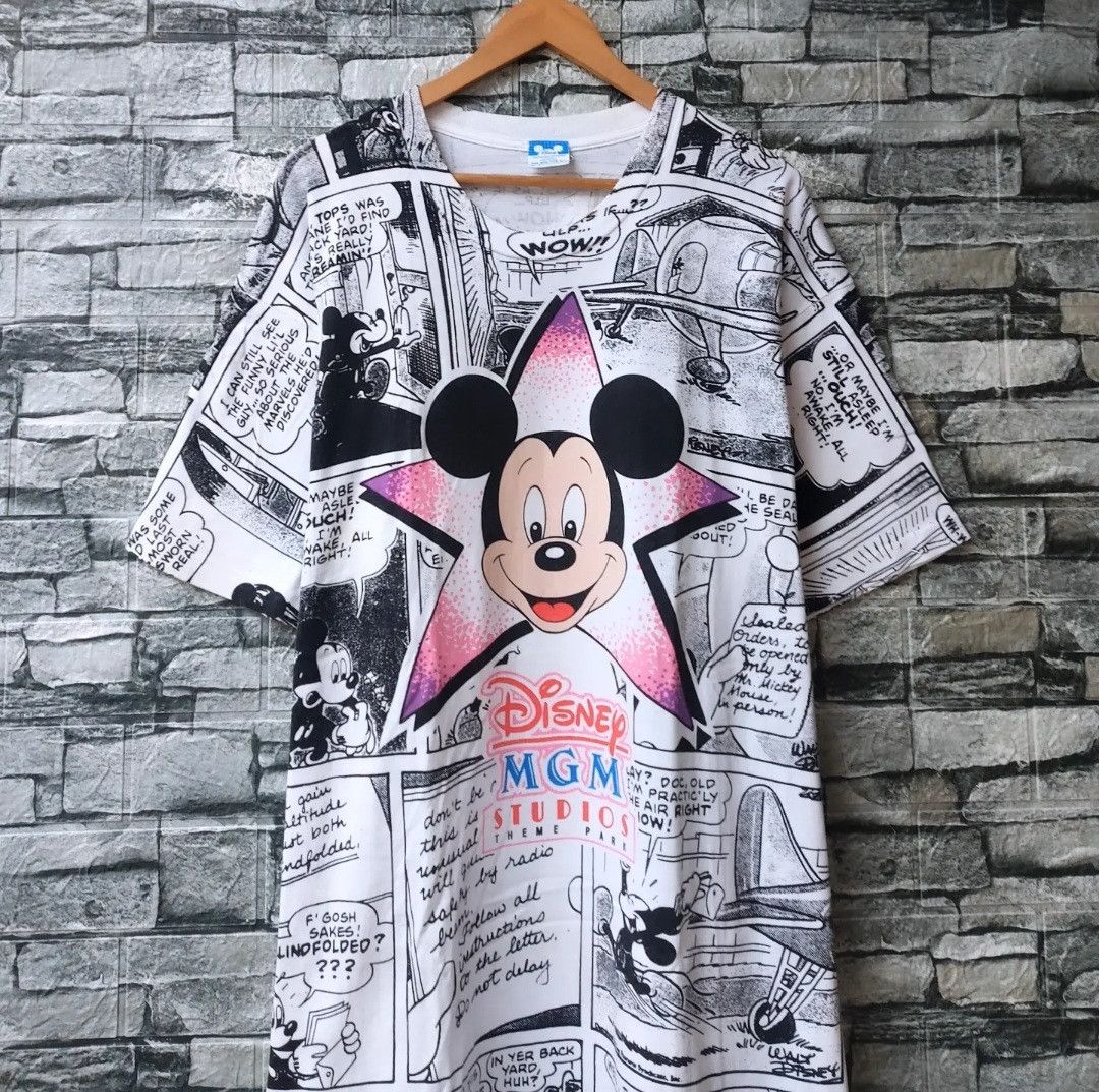 Disney Vtg 90s Mickey Mouse Disney MGM AOP Tshirt Size US XL / EU 56 / 4 - 3 Thumbnail