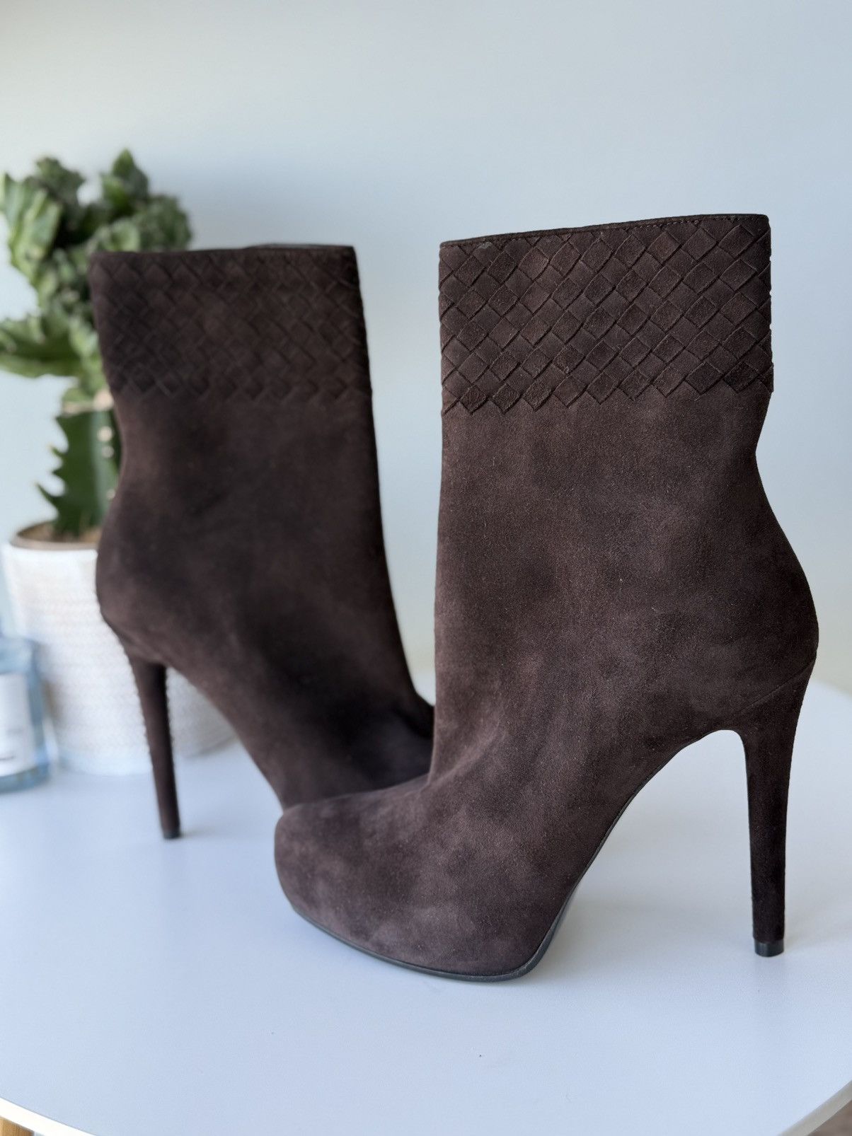 Bottega Veneta RRP $2700 Bottega Veneta Suede Intrecciato High Heel Boots Size US 8 / IT 38 - 7 Thumbnail