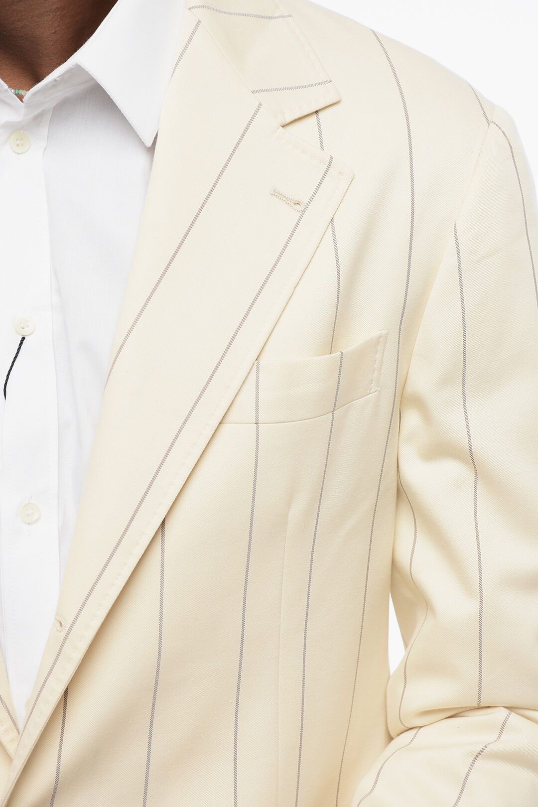 Brunello Cucinelli og1mm0725 Cotton and Wool Pinstriped Suit in Ivory Size US M / EU 48-50 / 2 - 3 Thumbnail