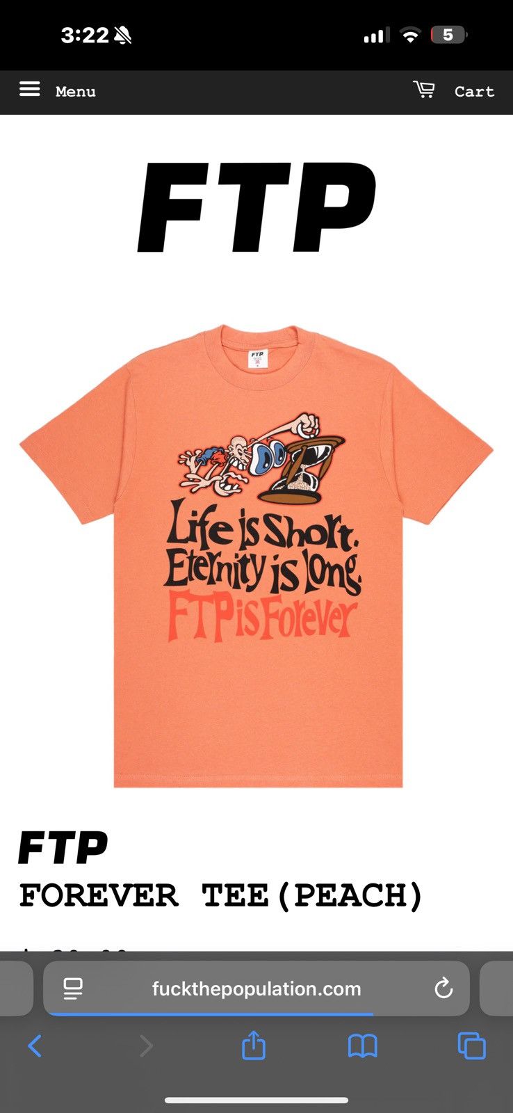 Fuck The Population Fuck The Population FOREVER TEE (PEACH) Size US L / EU 52-54 / 3 - 3 Thumbnail
