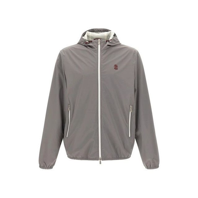 BRUNELLO CUCINELLI $3500 Gray Nylon Hooded Outerwear Jacket