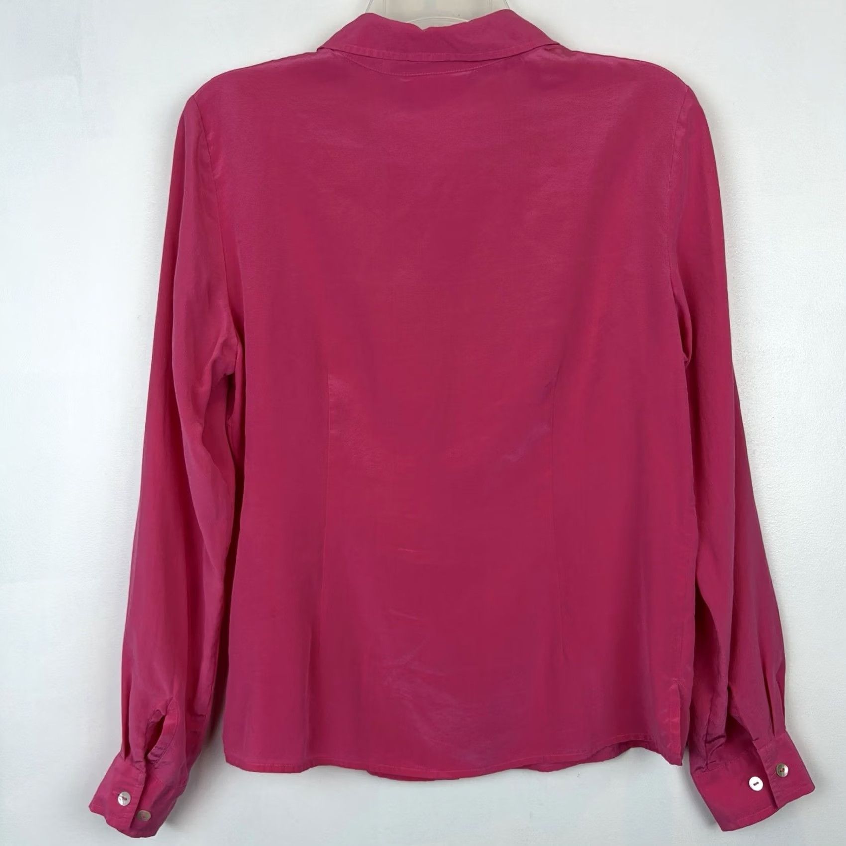 Worthington Worthington Womens Medium Silk Blouse Shirt Long Sleeve Collared Button Down Pink Velvet Luxe Career Workwear Size M / US 6-8 / IT 42-44 - 2 Thumbnail
