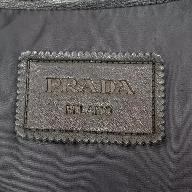 Prada Prada Black Pleated Leather Long Sleeve Jacket -2505 Size US S / EU 44-46 / 1 - 6 Thumbnail