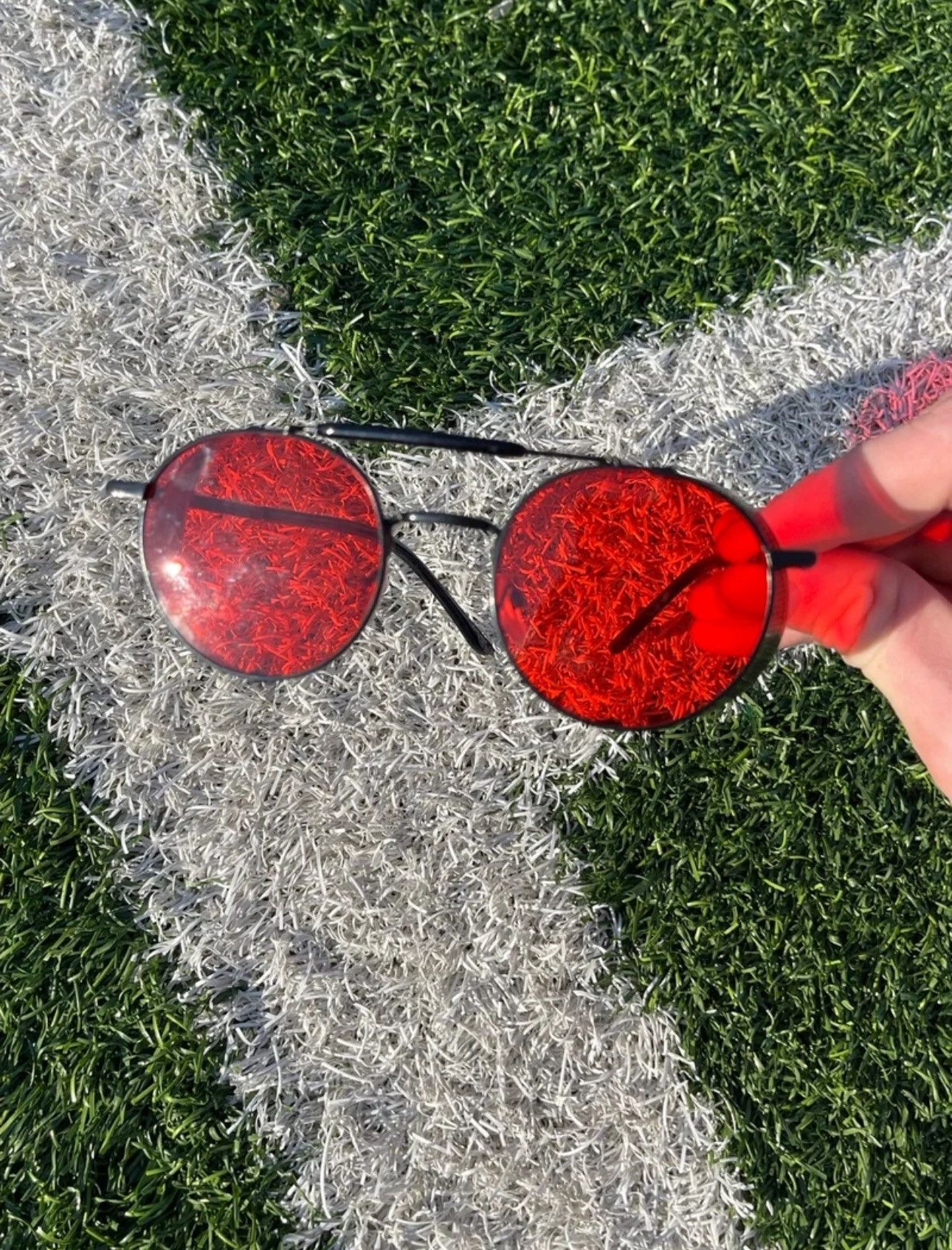 Vintage Vintage Red Lens Round Steampunk Sunglasses Size ONE SIZE - 1 Thumbnail