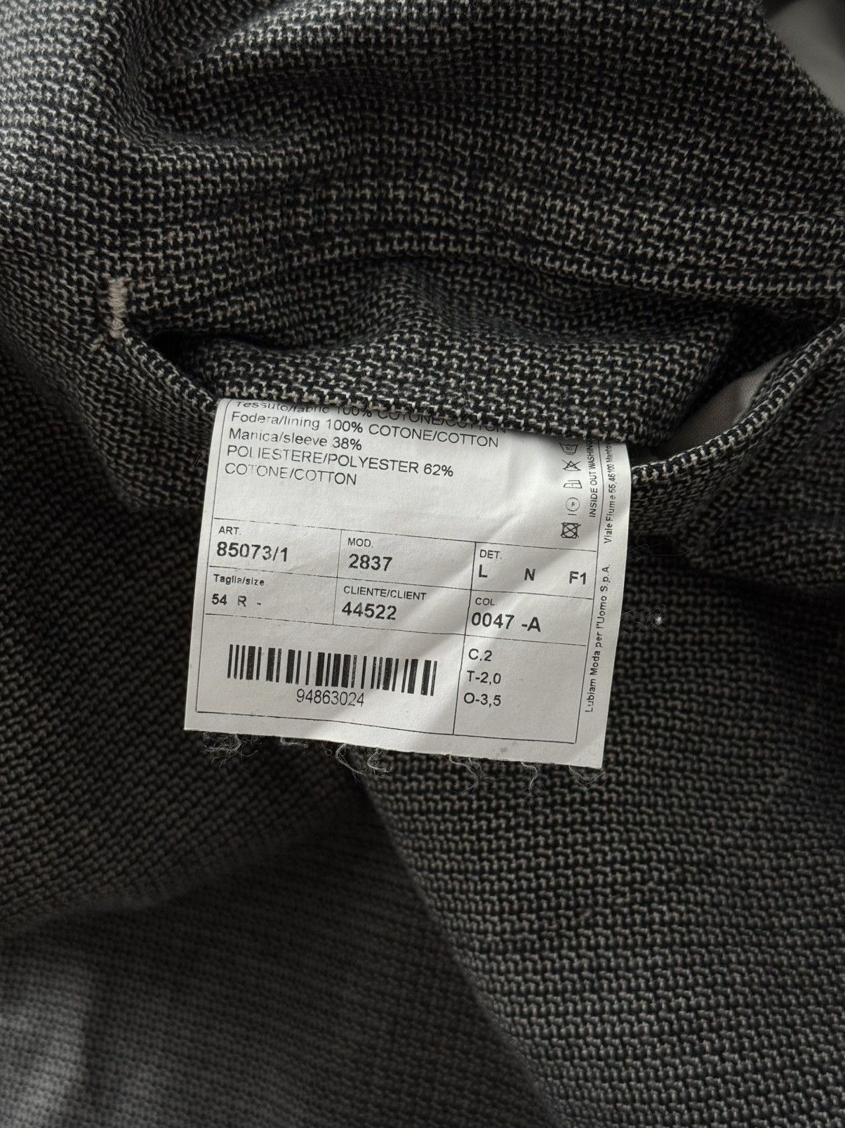 L.B.M. 1911 × Luigi Bianchi L.B.M. 1911 Two Buttons Grey Cotton Sport Jacket Size 44R - 8 Thumbnail