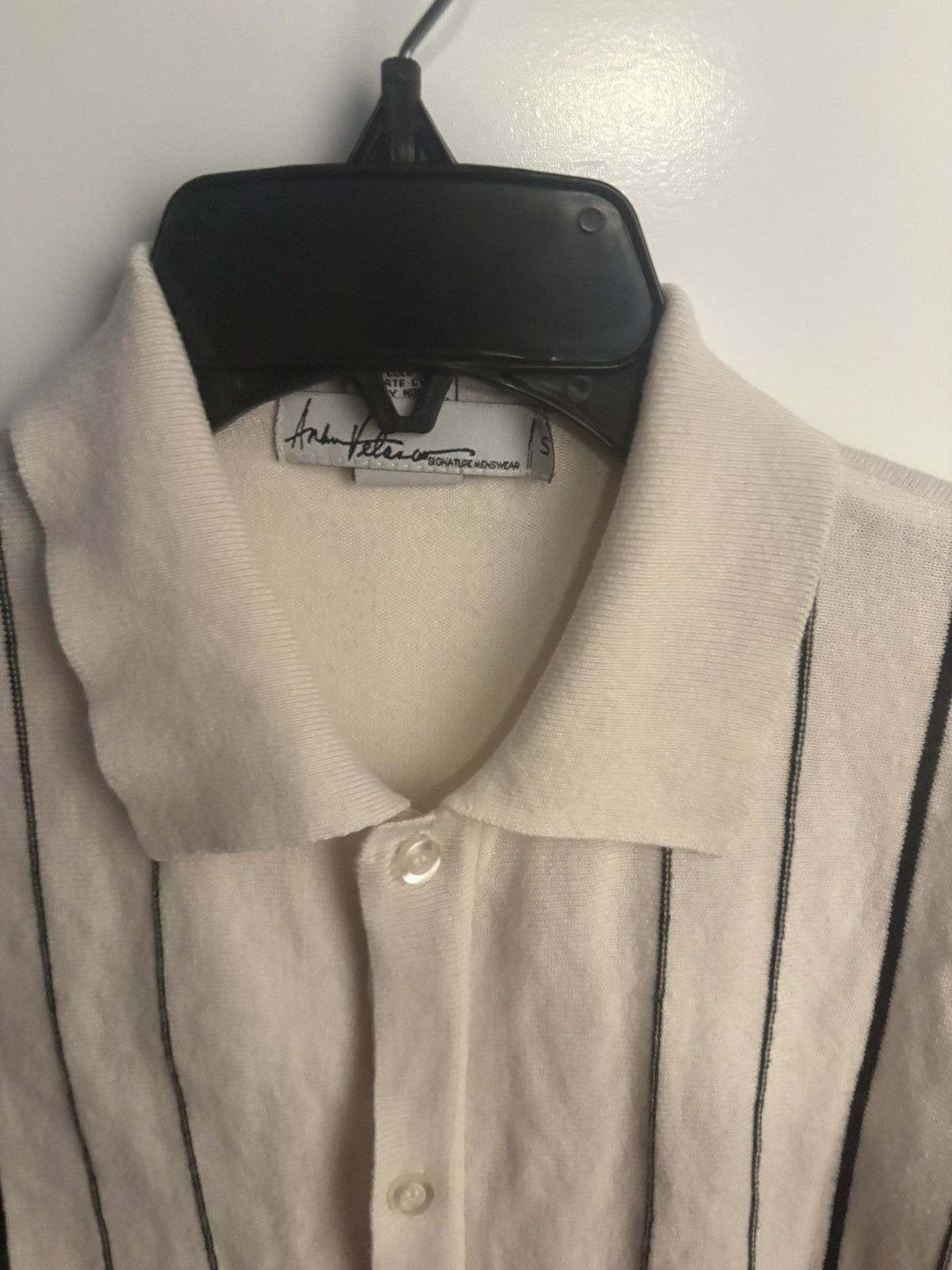 Other Andre Peter White Blue Striped Knit Button-Up Shirt Size S Size US S / EU 44-46 / 1 - 2 Thumbnail