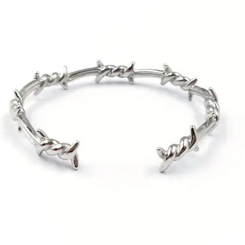VIBE Silver Color Thorns Bangle Bracelet Size ONE SIZE - 4 Thumbnail