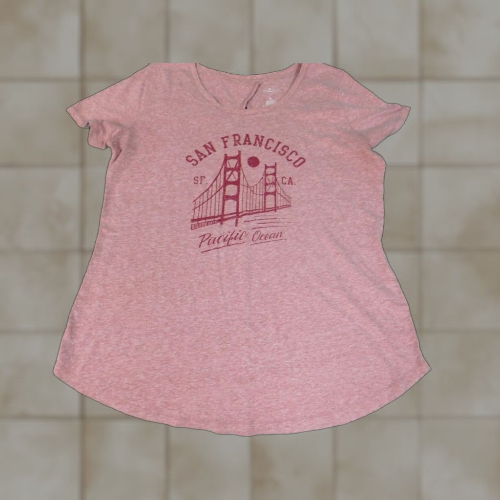 Vintage St. John's Bay Blouse Womens M Pink Short Sleeve Crew Neck California Stretch Solid Regular Highlight Button Casual Shirt Size M / US 6-8 / IT 42-44 - 1 Thumbnail