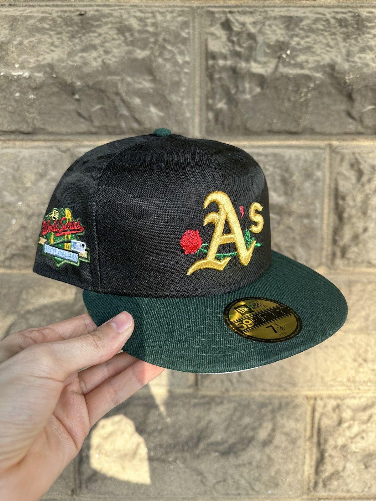 image of Hat Club x Myfitteds Oakland A’S 1989 Ws Battle Of The Bay Adieu Oakland (7 1/2) in Black Camo
