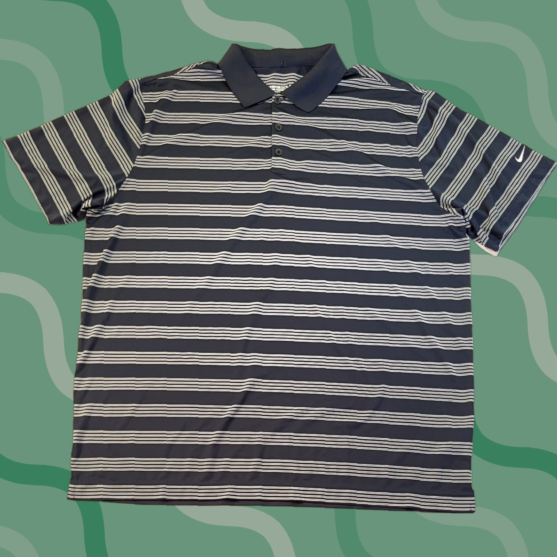 Nike Nike Golf Polo Shirt Mens Dri-Fit Stretch Striped Blue Collar Button XXL Short Sleeve Casual Size US XXL / EU 58 / 5 - 1 Thumbnail