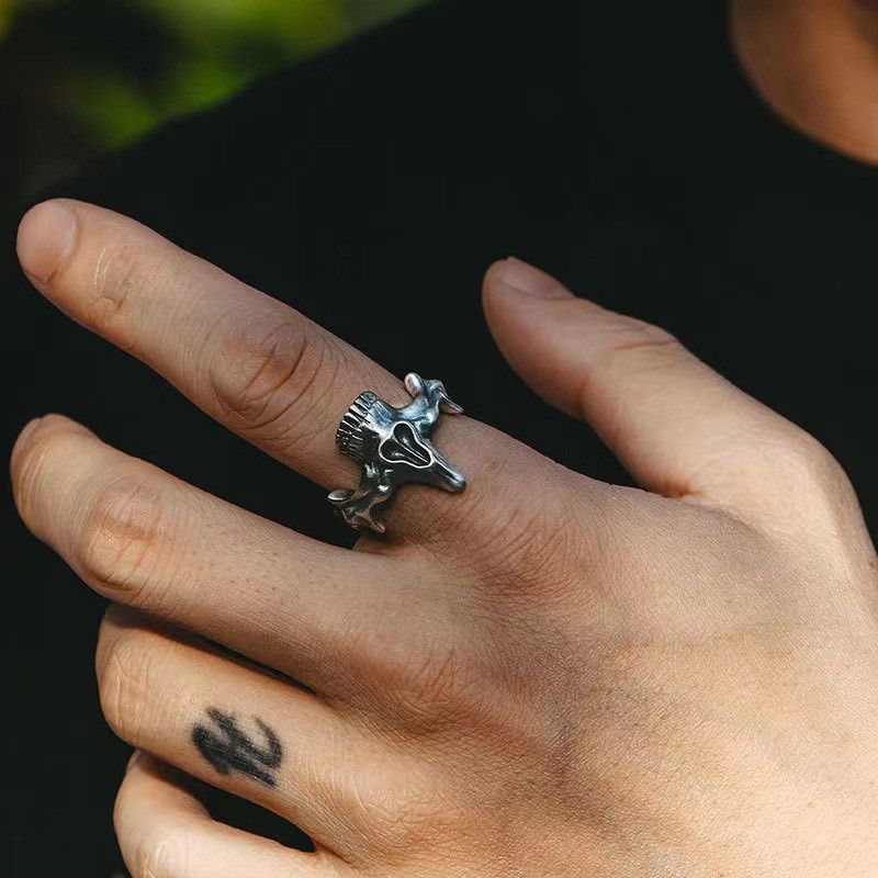 Jewelry Skull Vintage Jewelry Rings Open Chrome Ring (Size 7-13) Size ONE SIZE - 4 Thumbnail