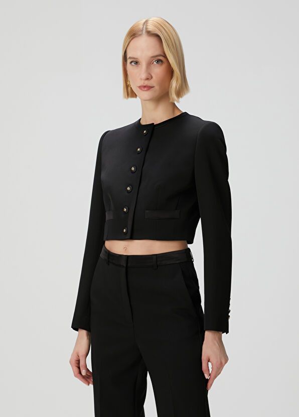 Dolce & Gabbana o1s22i1n0225 Cropped Blazer in Black Size S / US 4 / IT 40 - 2 Thumbnail