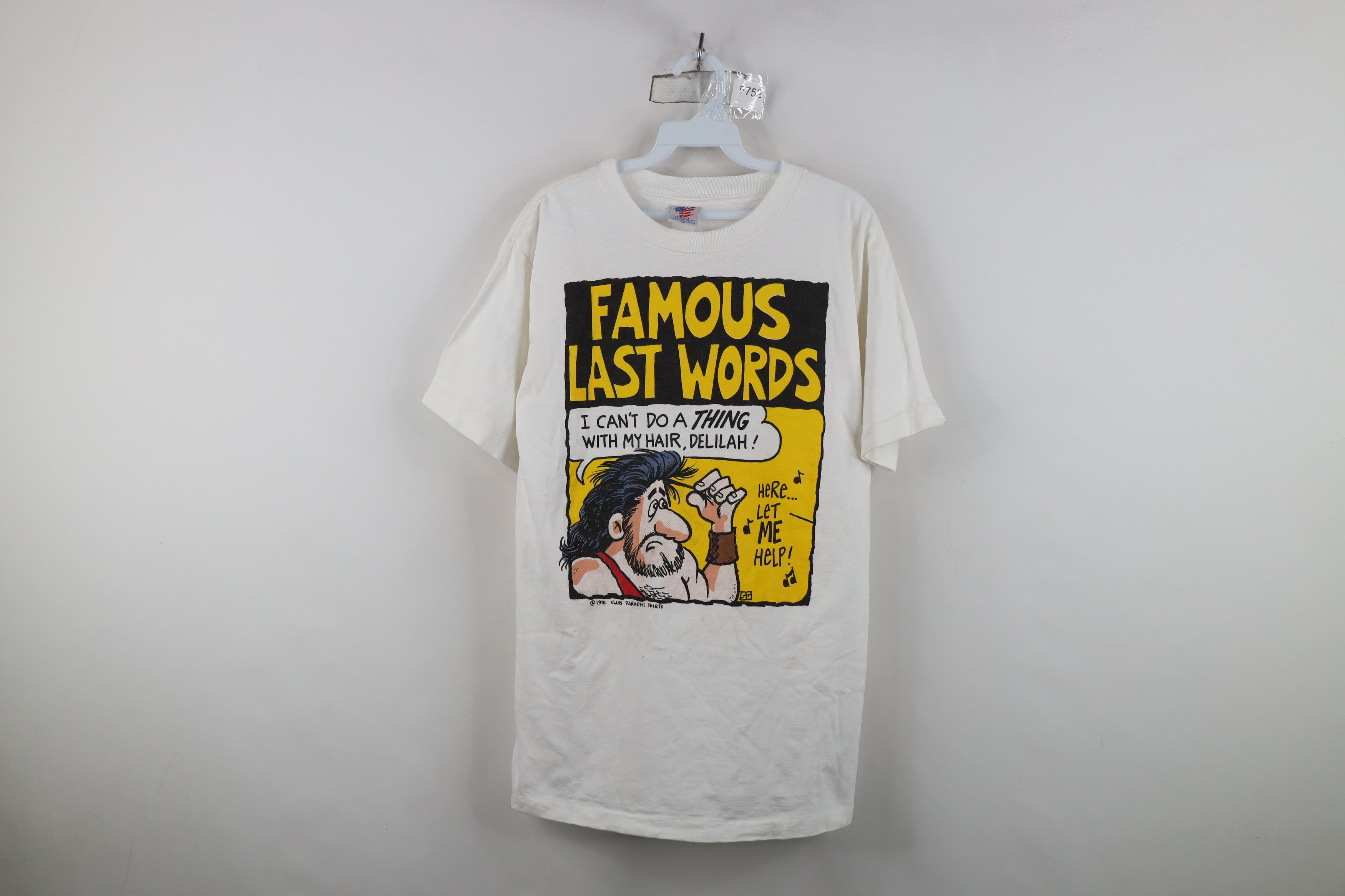 Vintage Vintage 90s Streetwear Samson Hair T-Shirt White Cotton Size US M / EU 48-50 / 2 - 1 Thumbnail