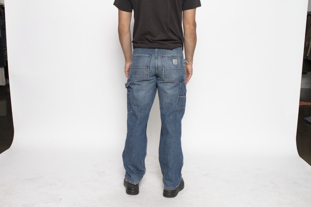Carhartt BLUE FADED DISTRESSED HIGH DOUBLE KNEE PANTS BY CARHARTT Size US 28 / EU 44 - 4 Thumbnail