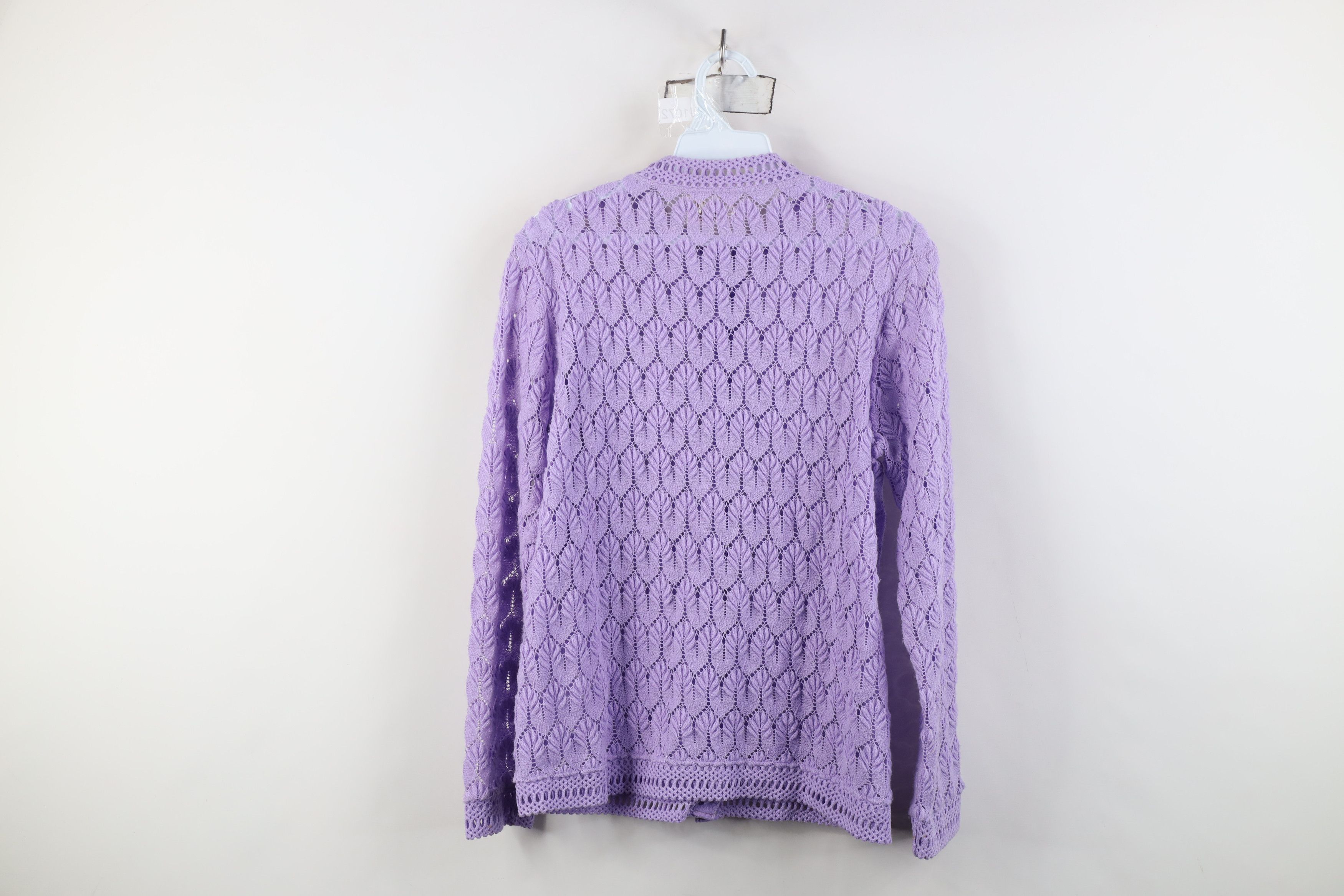 Vintage Vintage 60s Streetwear Crochet Knit Cardigan Sweater Purple Size XS / US 0-2 / IT 36-38 - 9 Thumbnail