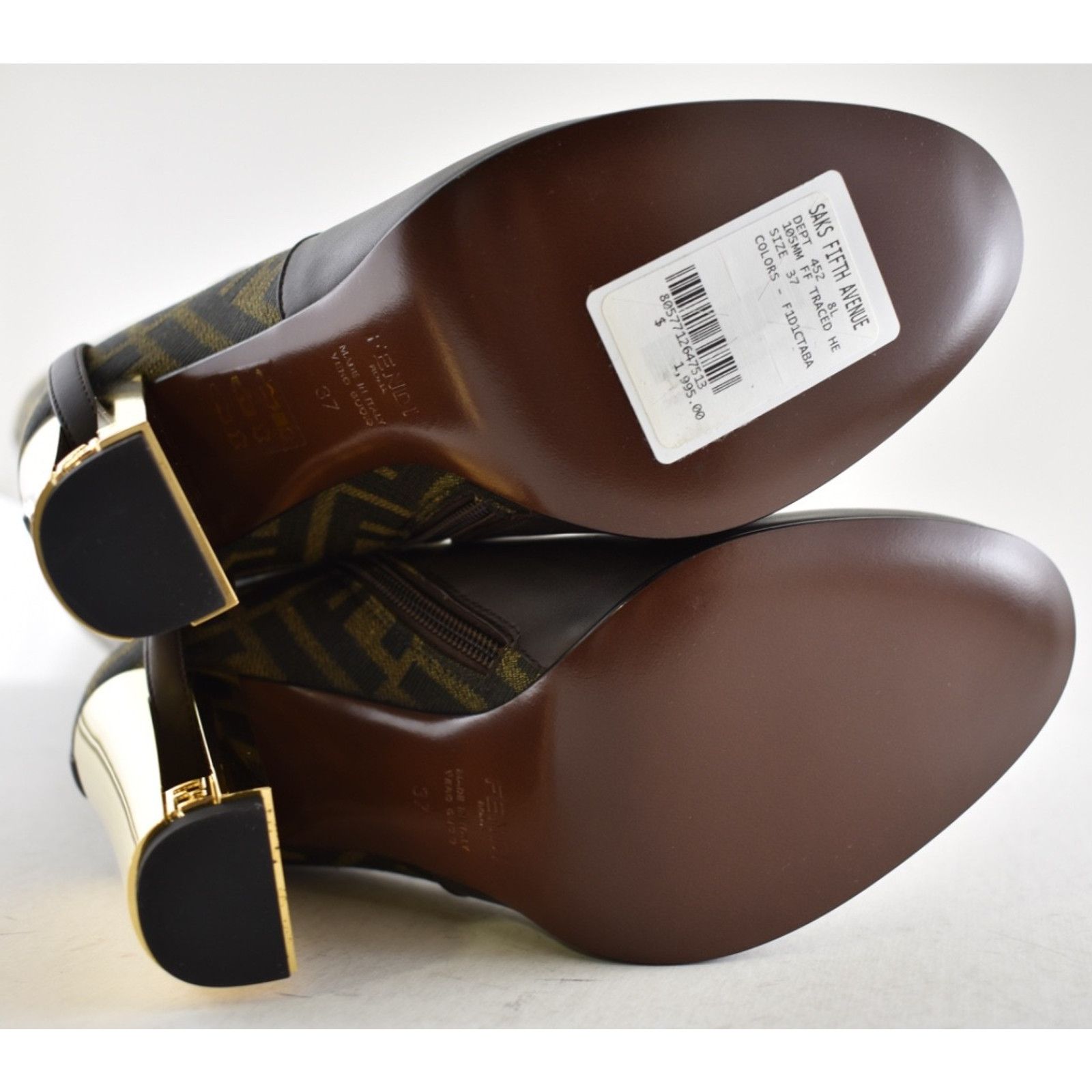Fendi Fendi 105mm Traced Brown Leather Monogram FF Logo Size US 7 / IT 37 - 21 Thumbnail
