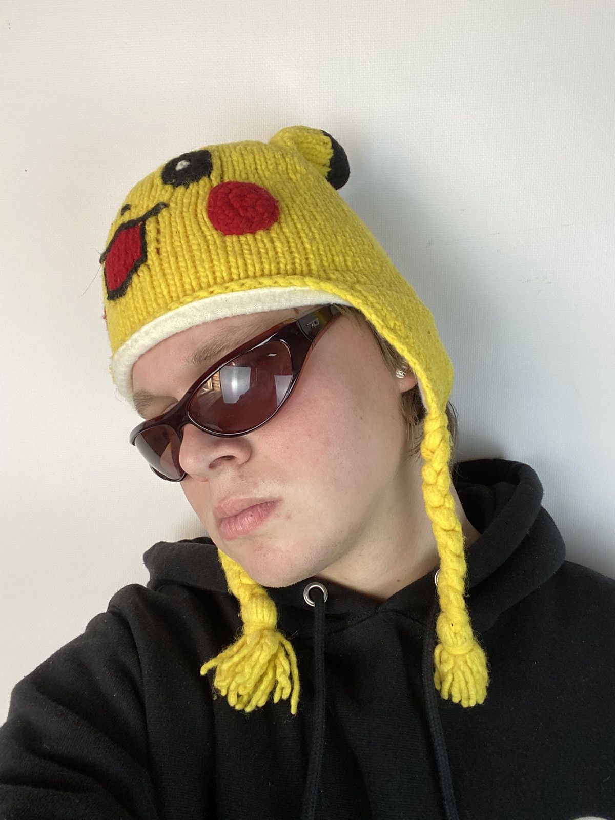Handmade × Japanese Brand Vintage 90s Knitted Hat Pikachu Pokemon Devil Style Size ONE SIZE - 1 Thumbnail