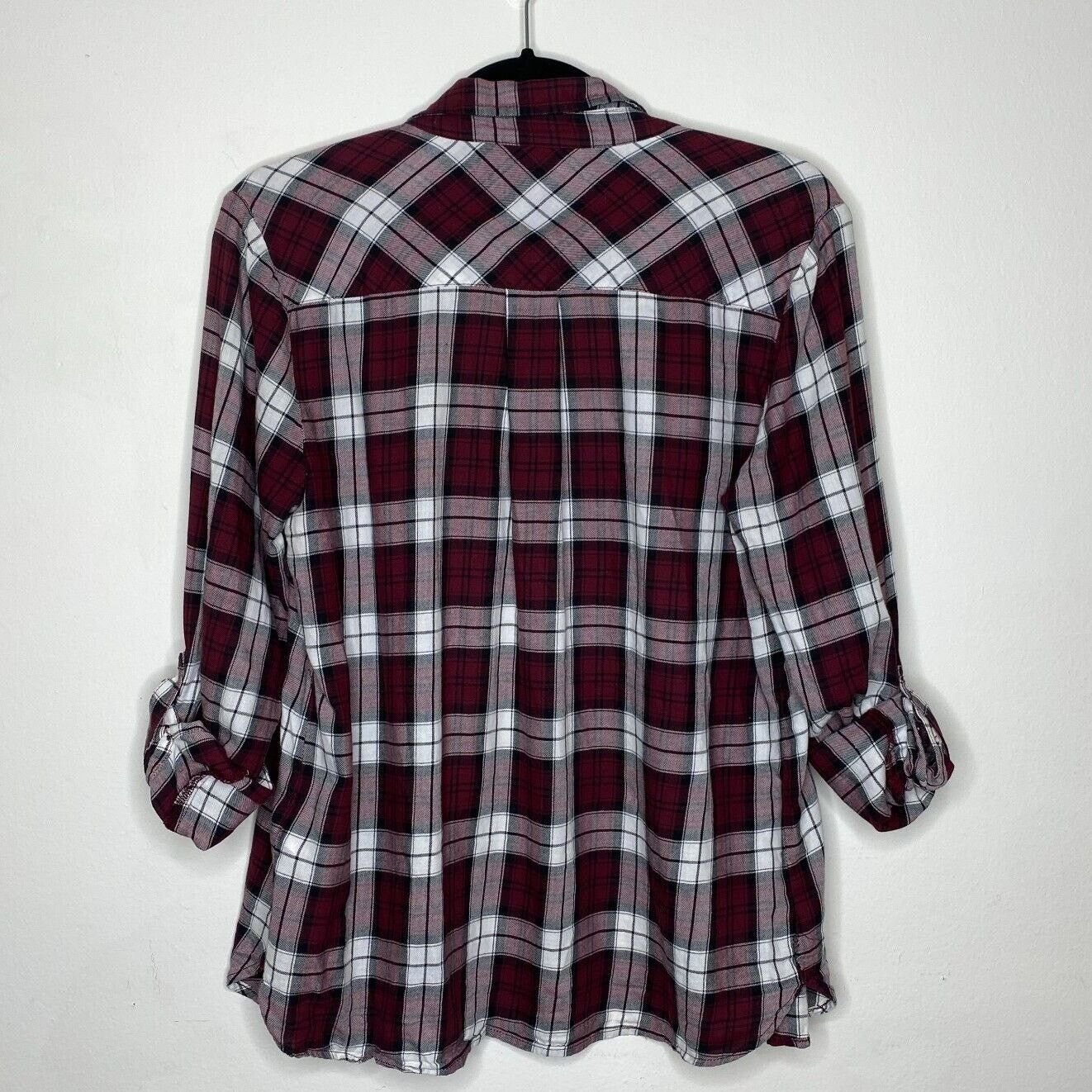 Joie Soft Joie Eggplant Plaid Pocket Roll Tab Shirt Button SM Size S / US 4 / IT 40 - 3 Thumbnail