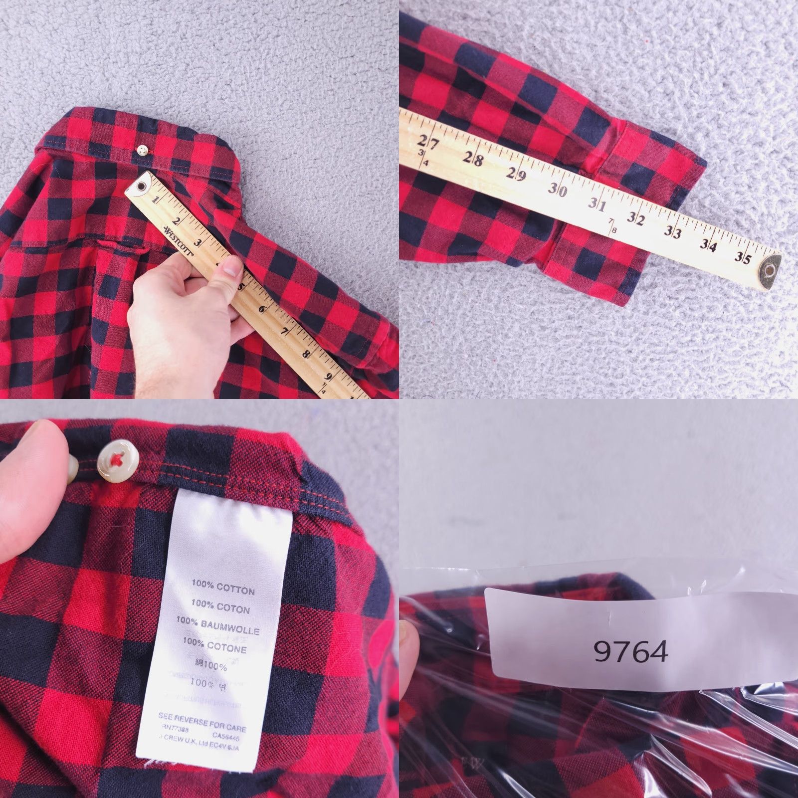 J.Crew J.CREW Shirt Mens Medium Red Check Oxford Flannel Long Sleeve Button-Up Size US M / EU 48-50 / 2 - 8 Thumbnail