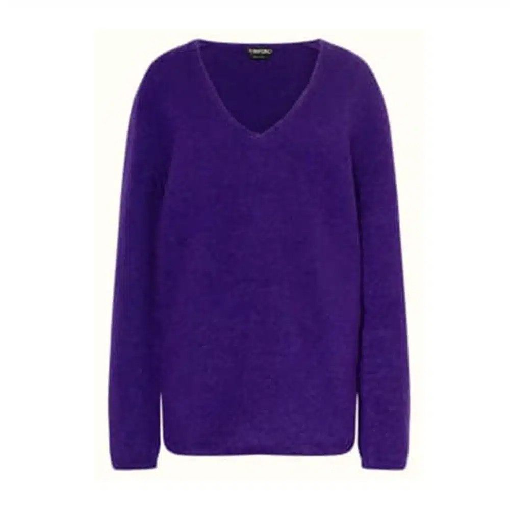 Tom Ford o1loc1c1224 MAK1163 V-neck Mohair Sweater in Blue Size XXS / US 00 / IT 34 - 1 Preview