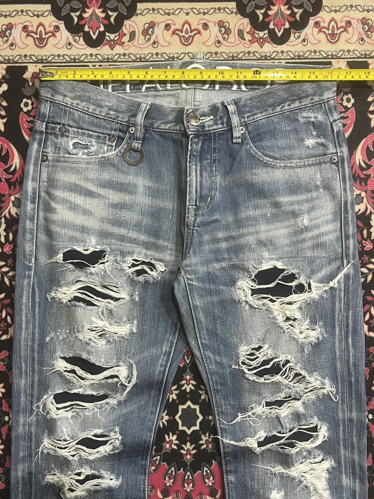 BUFFALO BOBS Japanese Brand Buffalo Bobs Trashed Ripped Skinny Fit Jeans Size US 32 / EU 48 - 11 Thumbnail