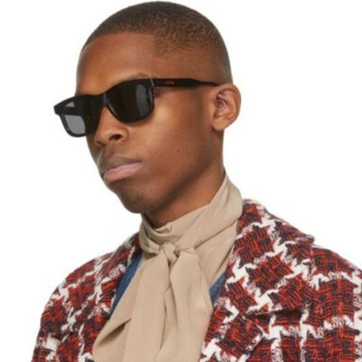 Gucci Gucci GG0824S 005 Men Sunglasses Black Rectangle Frame Size ONE SIZE - 2 Thumbnail