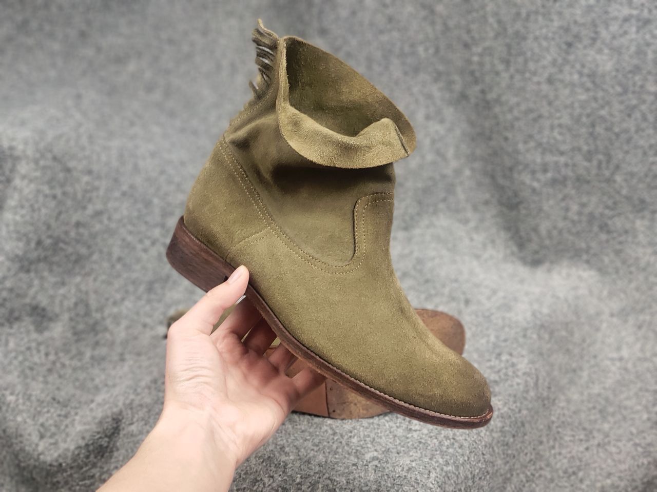 Vintage Via Roma 15 Designer leather shoes green Flat Ankle Boots Size US 11 / IT 41 - 18 Thumbnail