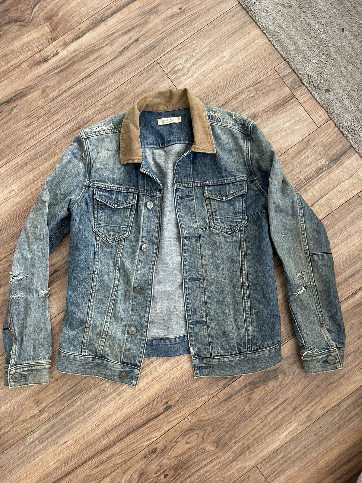 Allsaints All saints distressed denim jacket Grailed