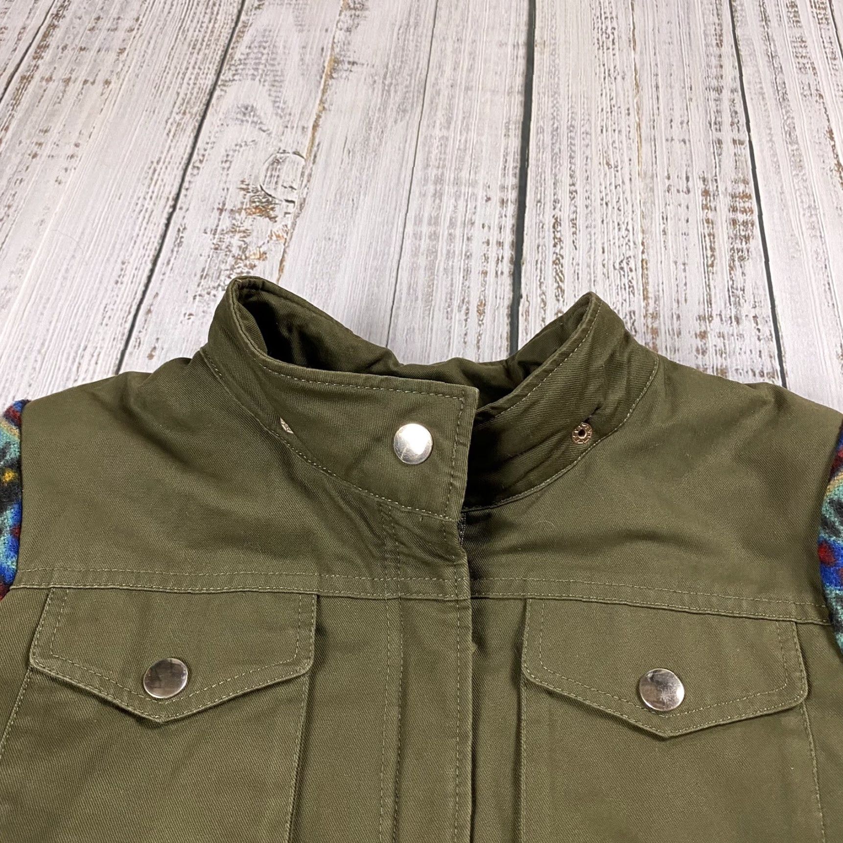 Vintage NEW YORK & CO WOMENS XS INSULATED HOODED PUFFER JACKET AZTEC WOOL ARMS FAUX FUR Size XS / US 0-2 / IT 36-38 - 6 Thumbnail