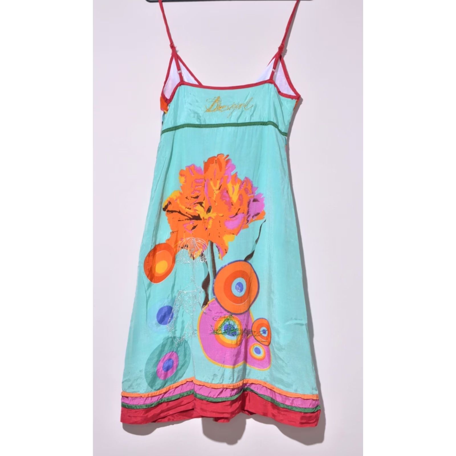 Desigual Desigual Womens A-Line Dress Sleeveless V-Neck Multicoloured Floral Regular 38 Lis Casual Party/Cocktail Travel Womens Size XS / US 0-2 / IT 36-38 - 3 Thumbnail