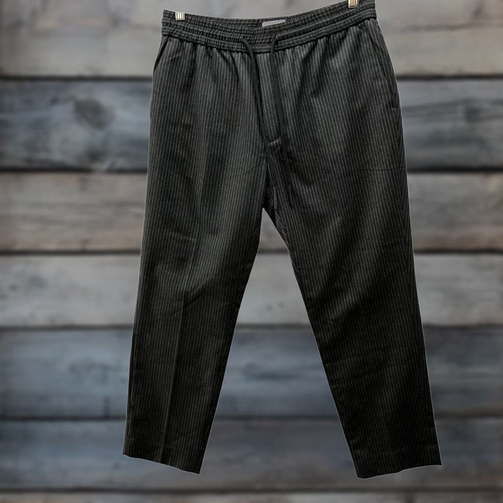 Topman Topman Pull On Ankle Pants Mens 32 Gray Pinstriped Drawstring Tapered Size US 32 / EU 48 - 1 Thumbnail