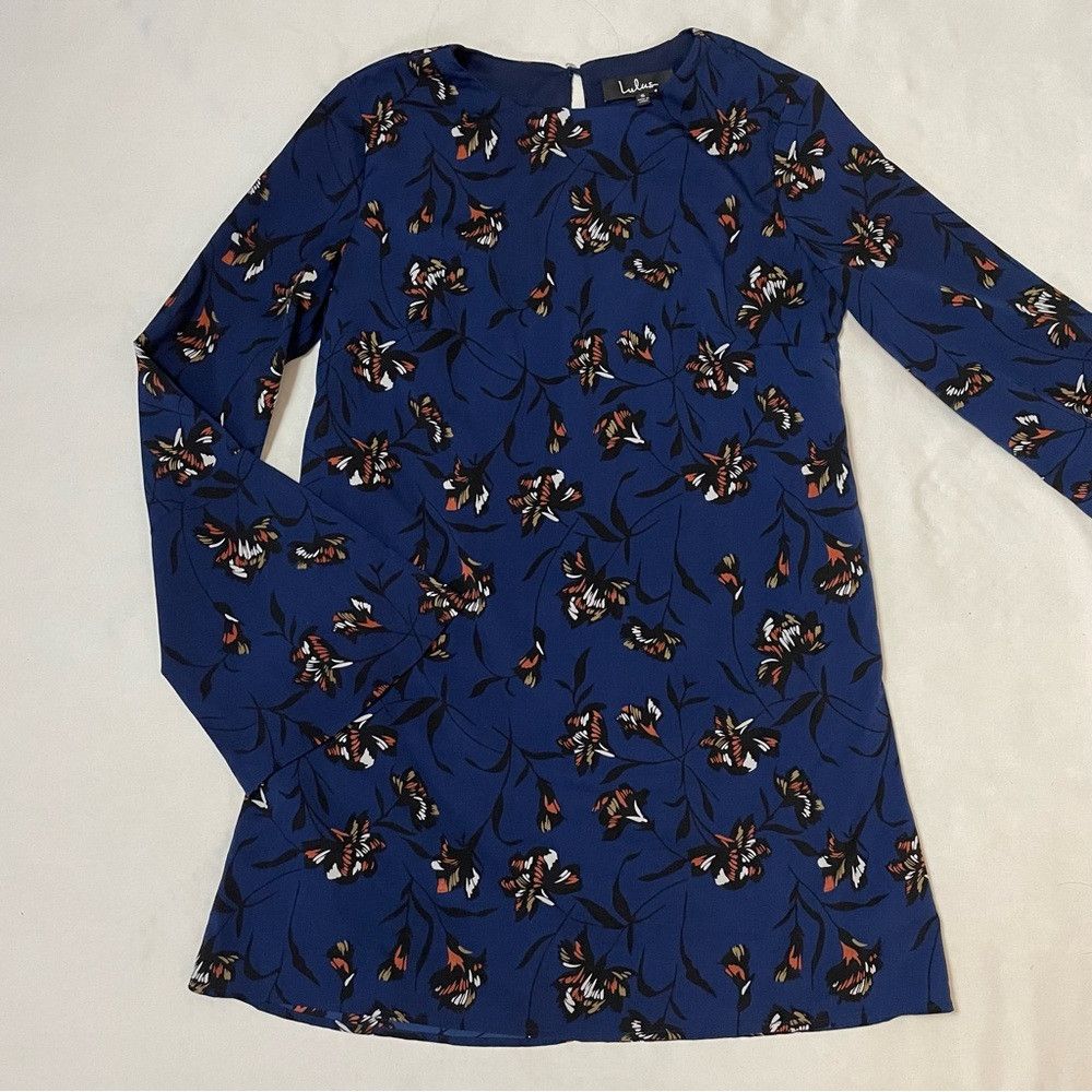 Lulus New Lulus Pleasant Valley Navy Blue Floral Print Long Sleev Size S / US 4 / IT 40 - 6 Thumbnail