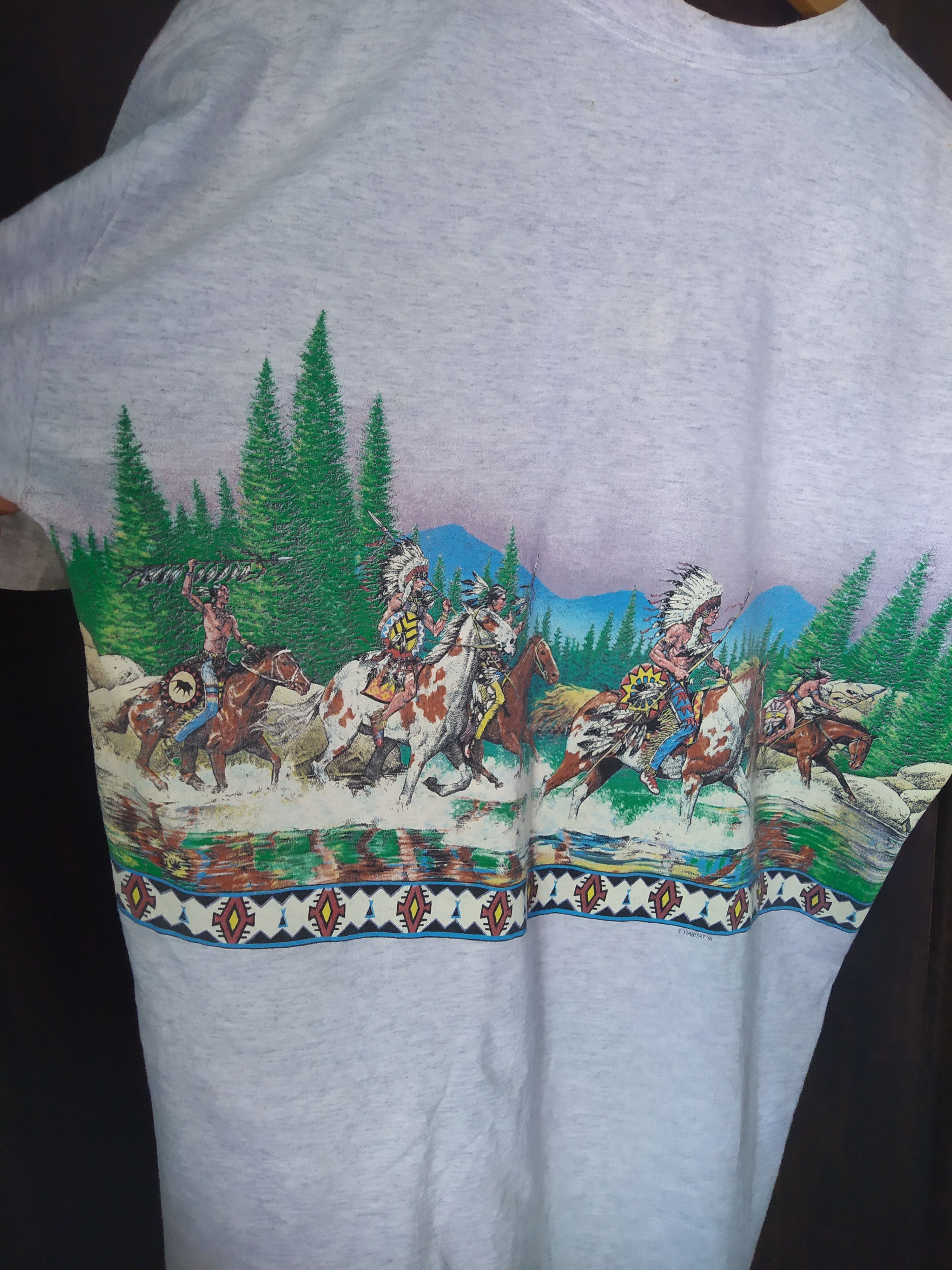 Vintage Vintage 91’ Habitat Native American Art All Over Print Tee Size US XL / EU 56 / 4 - 9 Thumbnail