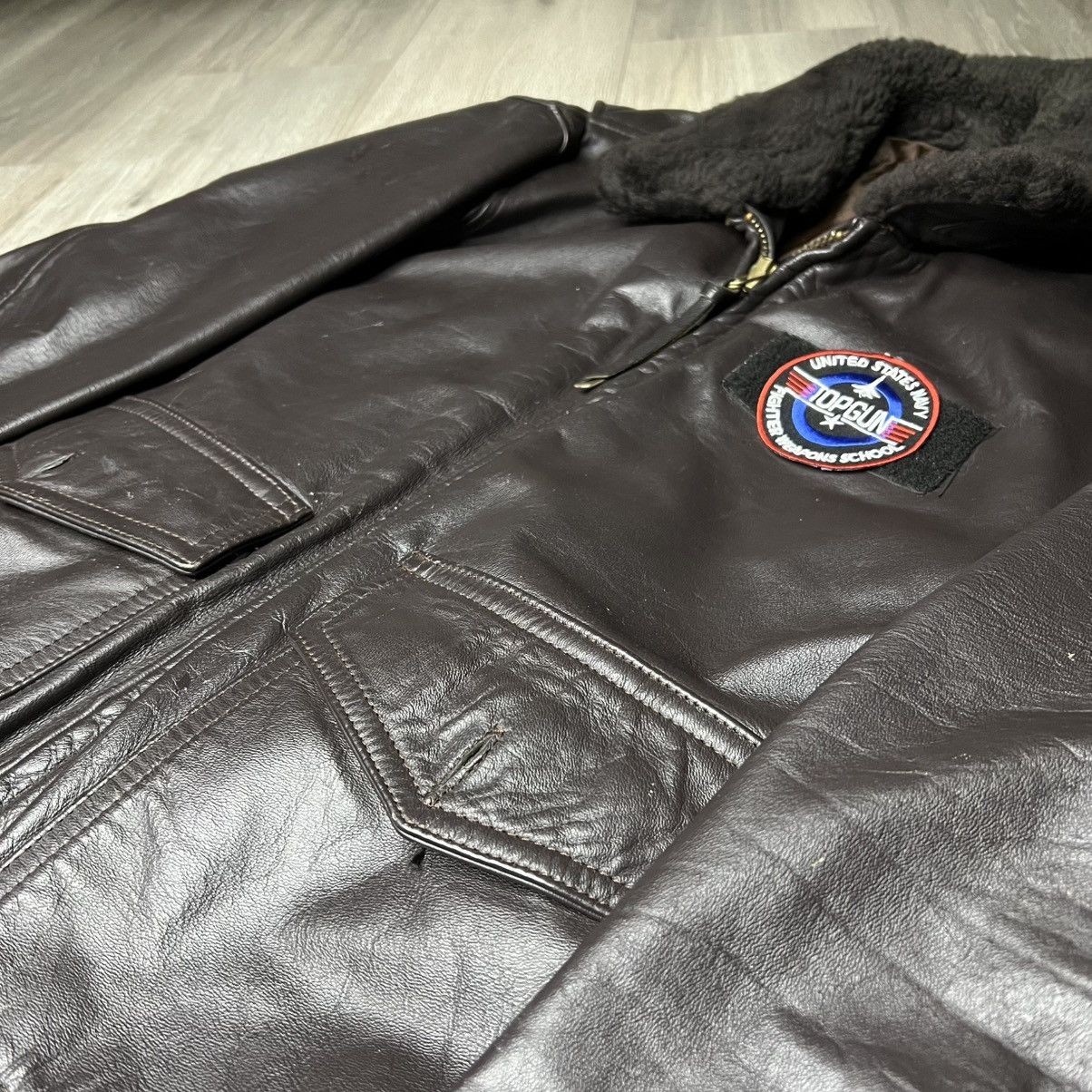 Other × Vintage Top Gun Navy Leather jacket Size US L / EU 52-54 / 3 - 3 Thumbnail